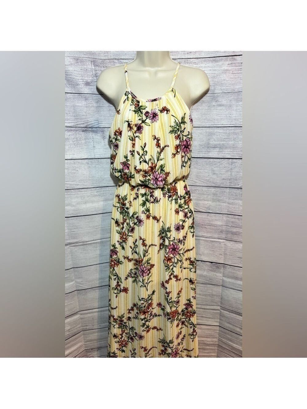 Scobe Floral Maxi Dress Yellow Size Small